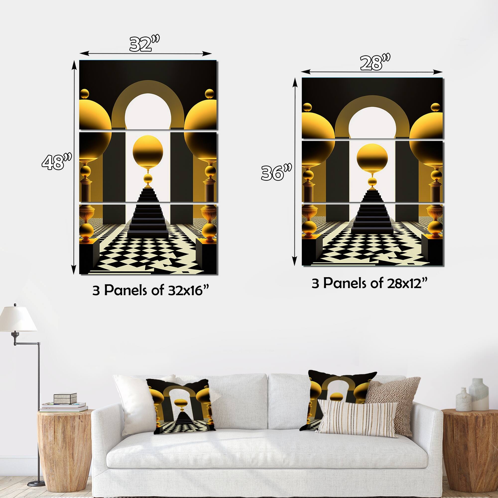 Designart "Golden Shrine Circle Anomaly" City Canvas Art Print - 3